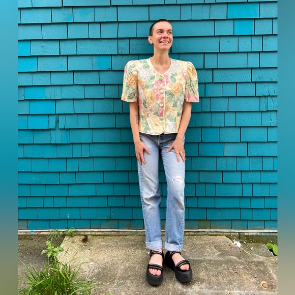 Vintage 100% cotton floral top - Picture 4 of 4